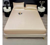 Treer Lenzuolo con Angoli Rinfrescante, Lenzuolo di Raffreddamento Aderente con Elastico 360° per Singolo Matrimoniale Una Piazza e Mezza Materassi Altezza da 30cm (CS4 Oro,150x200cm)