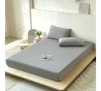 Treer Lenzuolo con Angoli Rinfrescante, Lenzuolo di Raffreddamento Aderente con Elastico 360° per Singolo Matrimoniale Una Piazza e Mezza Materassi Altezza da 30cm (XH23 Grigio,180x200CM)