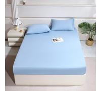 Treer Lenzuolo con Angoli Rinfrescante, Lenzuolo di Raffreddamento Aderente con Elastico 360° per Singolo Matrimoniale Una Piazza e Mezza Materassi Altezza da 30cm (E186 Azzurro chiaro,200x220cm)