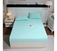 Treer Lenzuolo con Angoli Rinfrescante, Lenzuolo di Raffreddamento Aderente con Elastico 360° per Singolo Matrimoniale Una Piazza e Mezza Materassi Altezza da 30cm (E186 Verde lago,150x200cm)