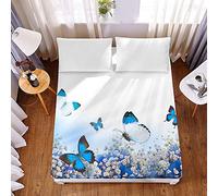 Treer Lenzuolo sotto con Angoli Singolo Matrimoniale, Coprimaterasso Elasticizzati Traspirante Microfibra profondità 30cm - Vari Colori e Taglie Letto Singolo Doppio (Farfalla Volare,90 x 200 x 30cm)