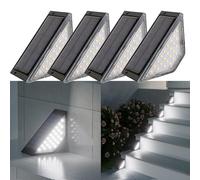 Treer Luci Solari da Giardino 4 Pezzi, IP65 Impermeabili Segnapasso LED Esterne Solare, Luce Solare LED Esterno, Luci Solari Esterno per Scale, Patio, Giardino,Terrazzo, Vialetto (Bianca,4)