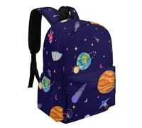 Treer Luna 3D Zaino Scuola Elementare, Zaino Scuola Elementare Bambino, Zainetto Bambina Zaino Scuola Media Multicolore Doppio Scomparto, Zaino Scuola e Tempo libero (Terra,M)