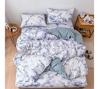 Treer Marmo Set Biancheria da Letto con Copripiumini e 1/2 Federe, Stile Nordico Reversibile Microfibra Coppia Singolo Doppio Ragazzi Ragazza Set Copripiumino (Marmo Blu,180x210cm)