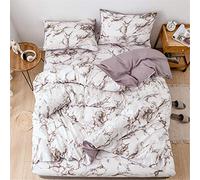 Treer Marmo Set Biancheria da Letto con Copripiumini e 1/2 Federe, Stile Nordico Reversibile Microfibra Coppia Singolo Doppio Ragazzi Ragazza Set Copripiumino (Marmo Marrone,200x200cm)