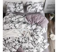 Treer Marmo Set Biancheria da Letto con Copripiumini e 1/2 Federe, Stile Nordico Reversibile Microfibra Coppia Singolo Doppio Ragazzi Ragazza Set Copripiumino (Marmo Bianco,200x200cm)
