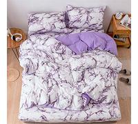 Treer Marmo Set Biancheria da Letto con Copripiumini e 1/2 Federe, Stile Nordico Reversibile Microfibra Coppia Singolo Doppio Ragazzi Ragazza Set Copripiumino (Marmo Viola,150x200cm)