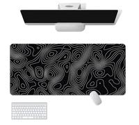 Treer Modello di Linea 3D Tappetino Mouse, Tappetino Mouse XXL/XL/L, Tappetino Mouse Gaming con Base Gomma Antiscivolo e Bordi Cuciti, Mouse Pad per Ufficio e Casa (700x300mm,Nero 1)