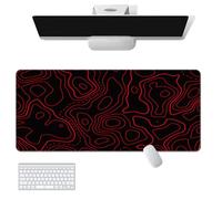 Treer Modello di Linea 3D Tappetino Mouse, Tappetino Mouse XXL/XL/L, Tappetino Mouse Gaming con Base Gomma Antiscivolo e Bordi Cuciti, Mouse Pad per Ufficio e Casa (700x300mm,Rosso 1)