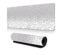 Treer Modello Leopardo Tappetino Mouse, Tappetino Mouse XXL/XL/L, Tappetino Mouse Gaming con Base Gomma Antiscivolo e Bordi Cuciti, Mouse Pad per Ufficio e Casa (Grigio,700x300mm)