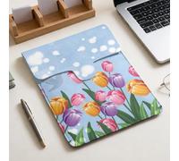 Treer Motivi a Tulipano Custodia Laptop 13" Verticale PU (Blu 2) | Universale Custodia Protettiva Sottile Impermeabile,Custodia Porta PC per Borsa e Viaggio, Lavoro, Ufficio e Viaggi