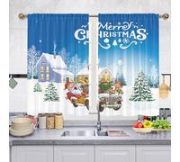 Treer Natale Tende Cucina Moderne 2 Pezzi, Tende Corte per Finestre, Tendine Cucina, Semitrasparenti, Decorazione per Finestre Piccole, per Bagno e Bistrò (Mattina d'inverno,90 * 45cm)