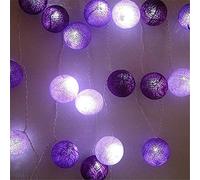 Treer Palle Di Natale LED Stringa di Luce Cotone Palla Luci di Fata a batteria telecomando 8 modalità 50 lampada, Ideale per Addobbi Festa Interni/Festa/Matrimonio/Balcone/Compleanno (viola,5m/50LED)