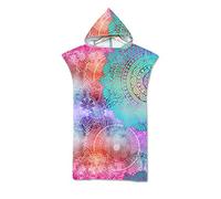 Treer Poncho Asciugamano con Cappuccio, Adulto Spiaggia Robe Cambiarsi Donna Uomo Boemia Assorbente Telo da Bagno Asciugatura Rapida Copricostume Accappatoio per Surf (75x110cm,Artistico)