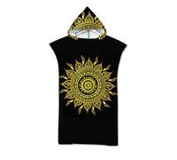 Treer Poncho Asciugamano con Cappuccio, Adulto Spiaggia Robe Cambiarsi Donna Uomo Boemia Assorbente Telo da Bagno Asciugatura Rapida Copricostume Accappatoio per Surf (75x110cm,Mandala)