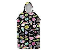 Treer Poncho con Cappuccio Asciugamano per Cambiarsi, Dolce Torta Stampa Microfibra Assorbente Spiaggia Nuoto Donne & Uomini Asciugatura Rapida Copricostume Accappatoio (Nero,80x145cm)