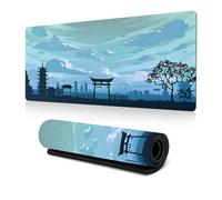 Treer Sakura Giapponesi Tappetino Mouse, Tappetino Mouse XXL/XL/L, Tappetino Mouse Gaming con Base Gomma Antiscivolo e Bordi Cuciti, Mouse Pad per Ufficio e Casa (600x300x3mm,azzurro)