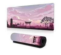 Treer Sakura Giapponesi Tappetino Mouse, Tappetino Mouse XXL/XL/L, Tappetino Mouse Gaming con Base Gomma Antiscivolo e Bordi Cuciti, Mouse Pad per Ufficio e Casa (600x300x3mm,rosa)