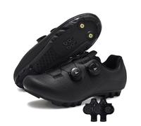 Treer Scarpe MTB Uomo con Tacchetti, Scarpe Ciclismo Donna con SPD 4 Buchi Blocco Pedale Equitazione MTB da Ciclismo da Bici, 37-48 EU (Nero,38)