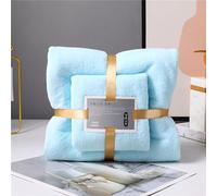 Treer Set 2 Asciugamani, 1 Asciugamani Bagno Grandi e 1 Asciugamano Bidet, Viso Ospite Asciugamani Super Assorbenti Ideale per Bagno, Palestra, Hotel e Spa (Azul,35x75+70x140CM)