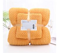 Treer Set 2 Asciugamani, 1 Asciugamani Bagno Grandi e 1 Asciugamano Bidet, Viso Ospite Asciugamani Super Assorbenti Ideale per Bagno, Palestra, Hotel e Spa (Giallo,35x75CM70x140CM)