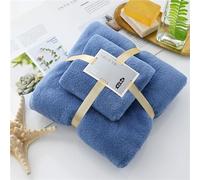 Treer Set 2 Asciugamani, 1 Asciugamani Bagno Grandi e 1 Asciugamano Bidet, Viso Ospite Asciugamani Super Assorbenti Ideale per Bagno, Palestra, Hotel e Spa (Grigio-blu,35x75+70x140cm)