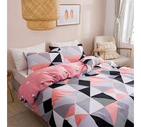Treer Set Biancheria da Letto Matrimoniale, Geometria Nordica Reversibile Microfibra Singolo Doppio Set Copripiumino con Copripiumini a Cerniera e 1/2 Federe (Rosa Astratto,200x200cm)