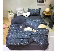Treer Set Biancheria da Letto Matrimoniale, Moda Nordica Reversibile Microfibra Singolo Doppio Set Copripiumino con Copripiumini a Cerniera e 2 Federe (Alfabeto,220x240cm)