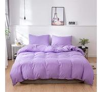 Treer Set Biancheria da Letto Matrimoniale, Tinta Unita Nordica Reversibile Microfibra Singolo Doppio Set Copripiumino con Copripiumini a Cerniera e 1/2 Federe (Viola Chiaro,135x200cm)