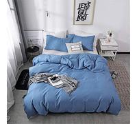 Treer Set Biancheria da Letto Matrimoniale, Tinta Unita Nordica Reversibile Microfibra Singolo Doppio Set Copripiumino con Copripiumini a Cerniera e 1/2 Federe (Blu Scuro,180x210cm)