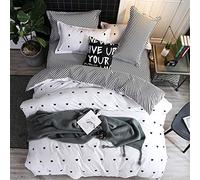 Treer Set Copripiumino Biancheria da Letto Matrimoniale, 4 Pezzi Foglio e Federe Camera da Letto Adatto per Letto Singolo King Size Microfibra Ipoallergenico- Amore Stampa (Amore,200x200cm)