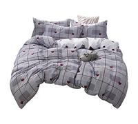 Treer Set Copripiumino Federe Poliestere, Biancheria da Letto Matrimoniale/Singolo 3PC Set Accessori Super King Decorazione Ipoallergenico, Fiore, Frutta, Amore (Grigio,240x220cm)
