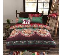 Treer Set Copripiumino Federe Poliestere, Biancheria da Letto Matrimoniale/Singolo 3PC Set Accessori Super King Decorazione Ipoallergenico, Stile Classico retrò (Boemia,200x200cm)