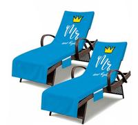 Treer Set di 2 Telo Lettino Mare con Tasche Laterali (Corona gialla,210x74cm)