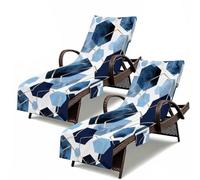Treer Set di 2 Telo Lettino Mare con Tasche Laterali (Geometrico,210x74cm)