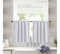 Treer Set di 2 Tende Corte Moderne per Piccole Finestre, Tendine Cucina Oscuranti Tinta Unita Tenda a Vetro Interni, Adatte per Sottolavello, Bagno e Bistrò (Bianco,76x60cm)