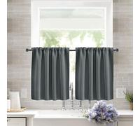 Treer Set di 2 Tende Corte Moderne per Piccole Finestre, Tendine Cucina Oscuranti Tinta Unita Tenda a Vetro Interni, Adatte per Sottolavello, Bagno e Bistrò (Grigio scuro A,40x60cm)