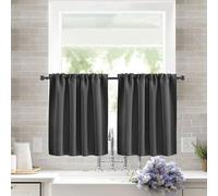 Treer Set di 2 Tende Corte Moderne per Piccole Finestre, Tendine Cucina Oscuranti Tinta Unita Tenda a Vetro Interni, Adatte per Sottolavello, Bagno e Bistrò (Grigio scuro B,76x60cm)