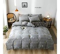 Treer Set di Biancheria da Letto 4 Pezzi, Microfibra Set Biancheria da Letto con Copripiumino, Federe e Lenzuola Piane per Letto Singolo Matrimoniale King (Triangolo Geometrico,220x240cm)