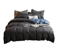 Treer Set di Biancheria da Letto Matrimoniale, Copripiumino Morbido Traspirante 3 Pezzi in Microfibra Set Copripiumino e 2 Federe 50x75 cm (180x220cm,Grigio Scuro)