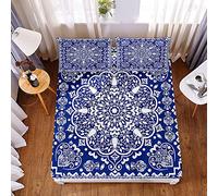 Treer-shop Lenzuolo sotto con Angoli Singolo Matrimoniale con Federa, Treers Coprimaterasso Elasticizzati Traspirante Microfibra profondità 30cm-Vari Taglie Letto (Nobile Totem,160x200x30cm)