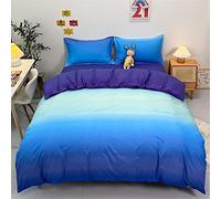 Treer-shop Set di Biancheria da Letto Matrimoniale, Treers Copripiumino Morbido Traspirante 3 Pezzi in Microfibra Set Copripiumino e 2 Federe 50x75 cm (Blu sfumato,200x200cm)