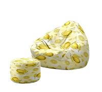 Treer Stampa di Frutta Coprisedia per Poltrona Sacco Senza Imbottitura con Copertura per Poggiapiedi, Sedia per Divano Pigro Fodera per Poltrona a Sacco con Maniglia (d'oro,80x90+20x30cm)