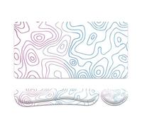 Treer Tappetino Mouse con Poggiapolsi&Tastiera Set,Tappetino Mouse XXL,Tappetino Mouse Gaming con Base Gomma Antiscivolo e Bordi Cuciti, Trama della Linea Mouse Pad (Blu polvere,800x300x3mm)