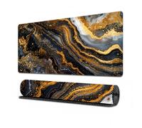Treer Tappetino Mouse Gaming Arte Astratta, Tappetino Mouse XXL/XL/L, Tappetino Mouse con Base Gomma Antiscivolo e Bordi Cuciti, Mouse Pad per Ufficio e Casa (800x300x3mm,Nero Marmo)