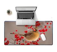 Treer Tappetino Mouse, Impronta Animale Tappetino Mouse XXL/XL/L, Tappetino Mouse Gaming con Base Gomma Antiscivolo e Bordi Cuciti, Mouse Pad per Ufficio e Casa (Uccello Rosso,900x400mm)