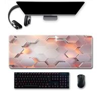 Treer Tappetino Mouse, Tappetino Mouse XXL/XL/L, Tappetino Mouse Gaming con Base Gomma Antiscivolo e Bordi Cuciti, Mouse Pad Modello Griglia, per Ufficio e Casa (700x300mm,rosa argento)