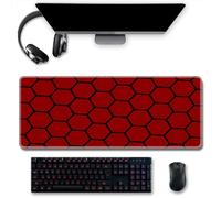 Treer Tappetino Mouse, Tappetino Mouse XXL/XL/L, Tappetino Mouse Gaming con Base Gomma Antiscivolo e Bordi Cuciti, Mouse Pad Modello Griglia, per Ufficio e Casa (900x400mm,Nero rossastro)