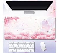 Treer Tappetino Mouse XXL/XL/L, Tappetino Mouse Sakura Stampa, Tappetino Mouse Gaming con Base Gomma Antiscivolo e Bordi Cuciti, Mouse Pad per Ufficio e Casa (600 * 300 * 3mm,Sakura A)