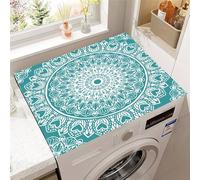 Treer Tappetino per Lavatrice Antiscivolo Assorbente, Copertura per Lavatrice, Morbido e Ritagliabile, Tappetino Protezione per Asciugatrice Frigorifero (Mandala Cuore Turchese,40x50cm)